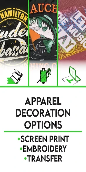 Apparel Decoration Options offered